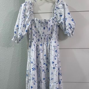 Hill house Nap Dress - Nesli nap dress in blue botanical size small